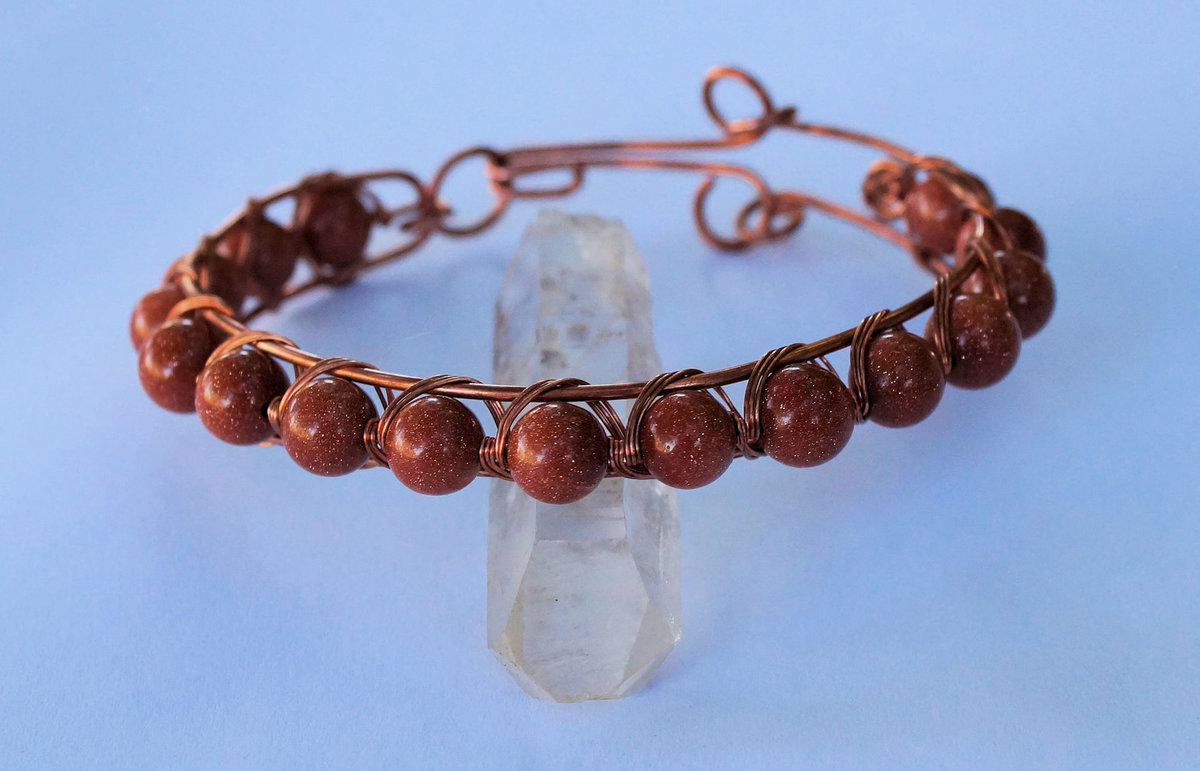 Brown goldstone and copper bracelet